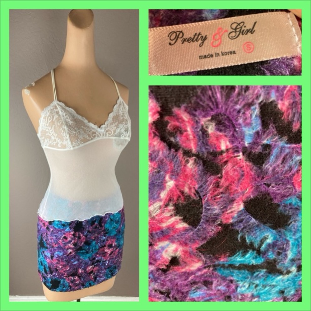 Y2K Colorful and Soft Furry Miniskirt - Small